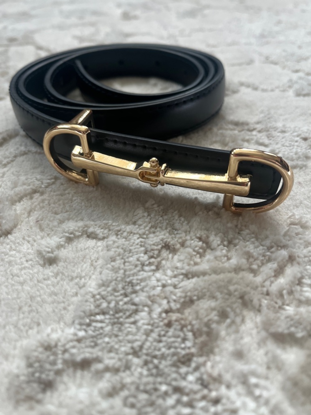 Commense 100% Black Leather Belt